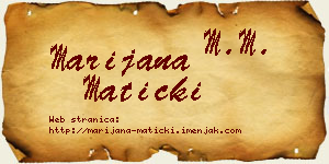 Marijana Maticki vizit kartica